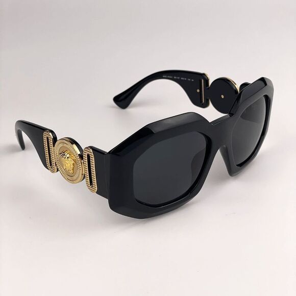 NEW Versace VE4424U GB1/87 MAXI MEDUSA BIGGIE Black Irregular Oversize Sunglasse - Picture 7 of 12